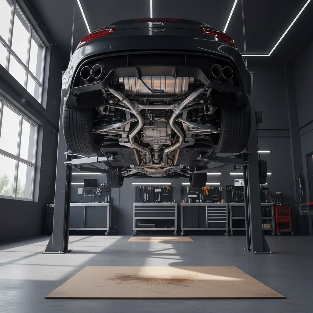 Car on hydraulic lift